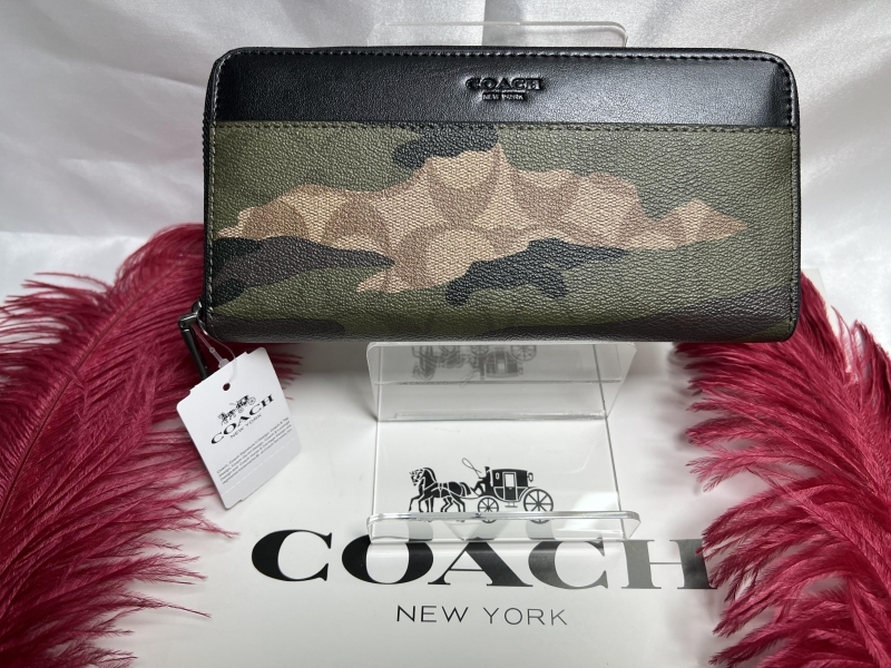 コーチ COACH 長財布 財布 シグネチャー マホガニー ダークグリーン カモフラージュ 迷彩 財布 メンズ プレゼント 新品 F87189 C155
