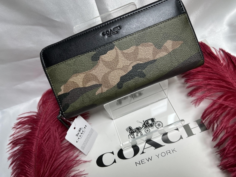 コーチ COACH 長財布 財布 シグネチャー マホガニー ダークグリーン カモフラージュ 迷彩 財布 メンズ プレゼント 新品 F87189 C155