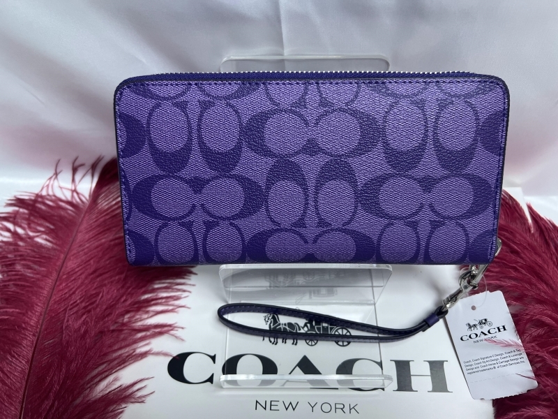 COACH 長財布 コーチ 財布 シグネチャー ジップ アラウンド パープル