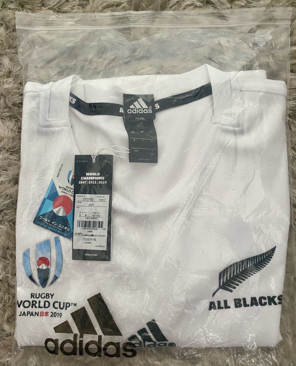 ★アディダス adidas ALL BLACKS オールブラックス 2019 日本ワールドカップ ジャージー 白 ニュージーランドFXK17 2XO 新品 ジャージ★_画像1