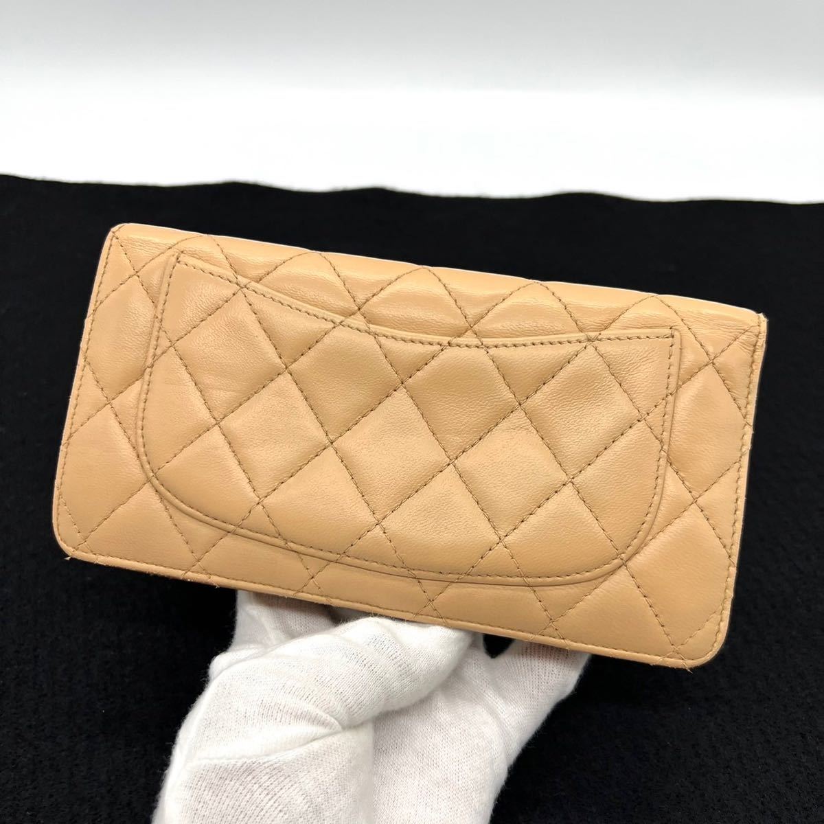 美品 シャネル ラムスキン マトラッセ 長財布 ベージュ|Yahoo!フリマ