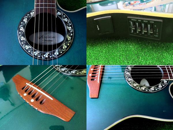 即決 Applaus Ovation 美色緑エレアコギター アプローズbyオベーション製エレクトリックアコースティックギターAE128 新品アコギ用ケース付_画像6