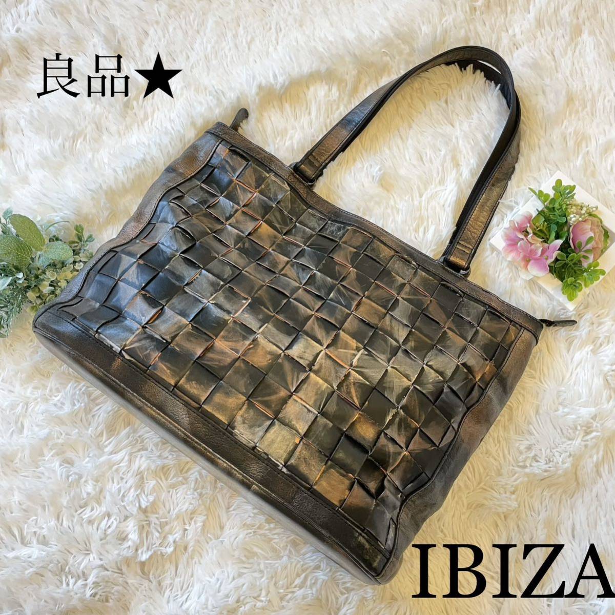 いいスタイル 良品☆ IBIZA イビザ レザー トートバッグ ハンドバッグ