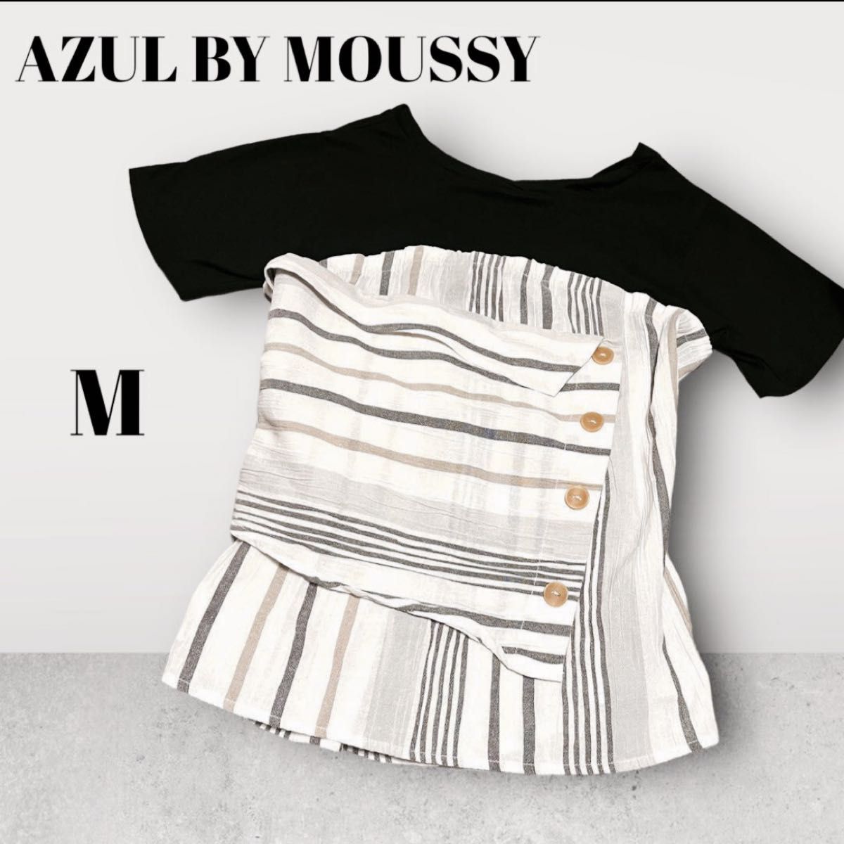 AZUL BY MOUSSY アズールバイマウジー トップス カットソー 切り替え リボン M