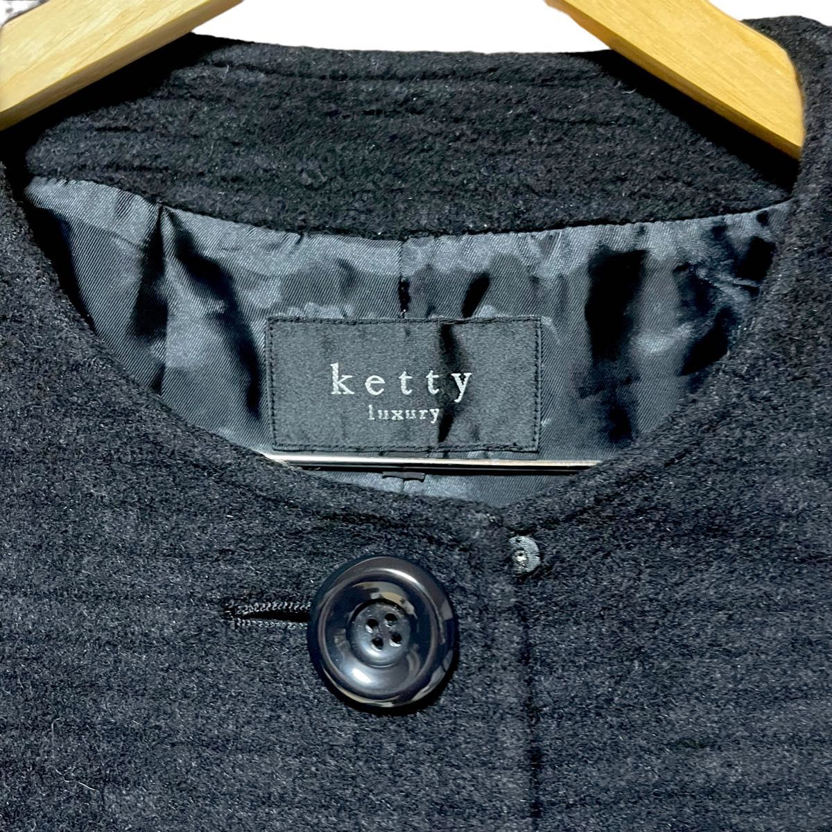 Ketty ケティ コート ノーカラーコート ブラック 黒 サイズ1 ウール アンゴラ混