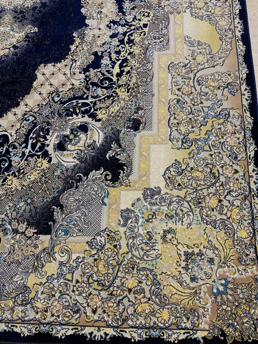 百貨店展示品 大判　最高峰約144万ノット　シルク30％ウール70%　イラン産手織り 高級ペルシャ絨毯 201×305cm　#2_画像3