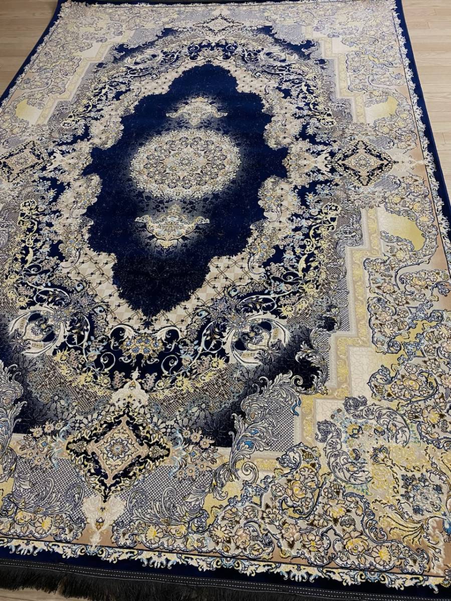 百貨店展示品 大判　最高峰約144万ノット　シルク30％ウール70%　イラン産手織り 高級ペルシャ絨毯 201×305cm　#2_画像6