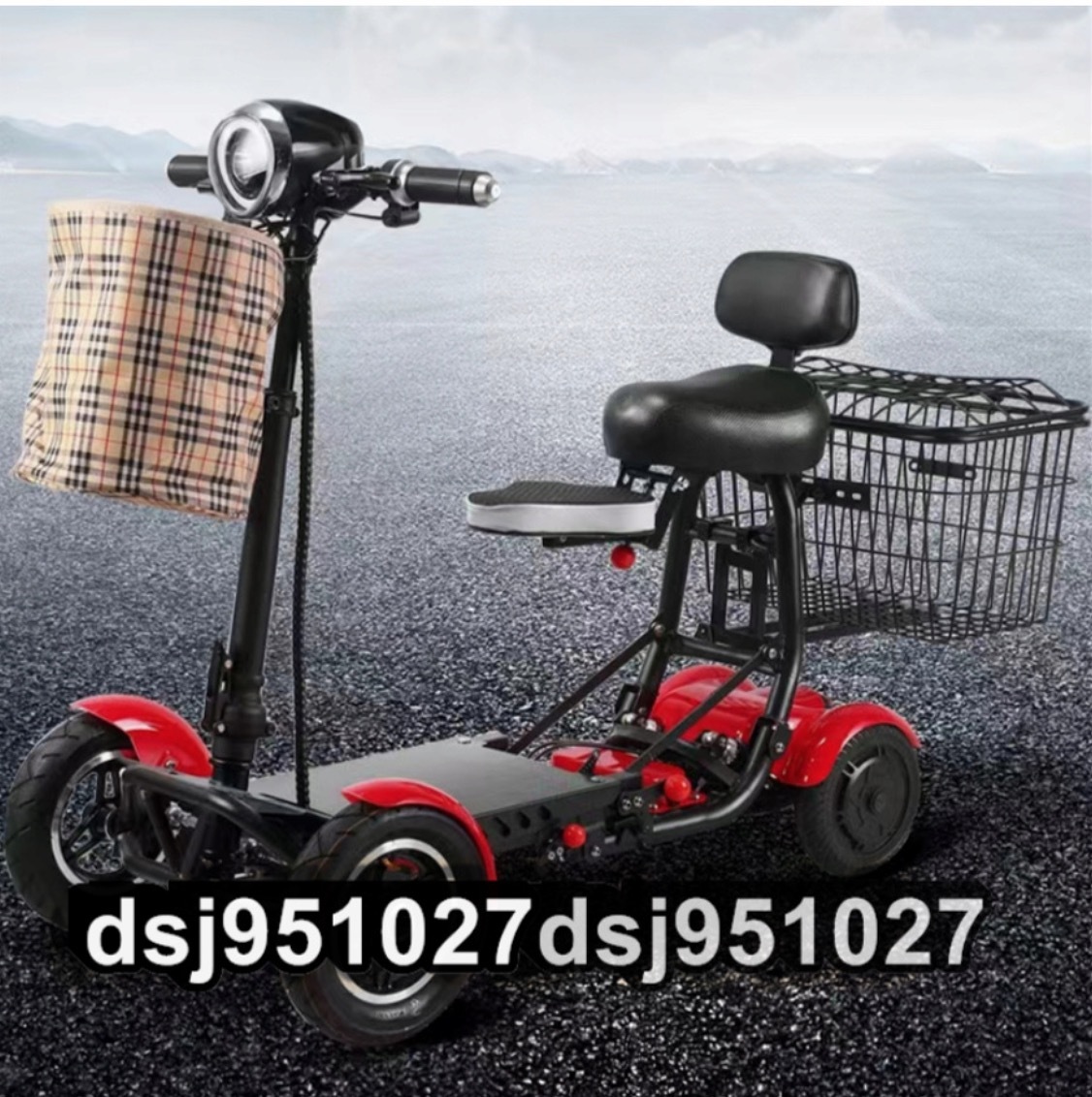 4輪折りたたみ式モビリティスクーター 電動シニアカート 36v シルバーカー 車椅子 シート付き軽量4輪スクーター耐荷重:150KGの画像1