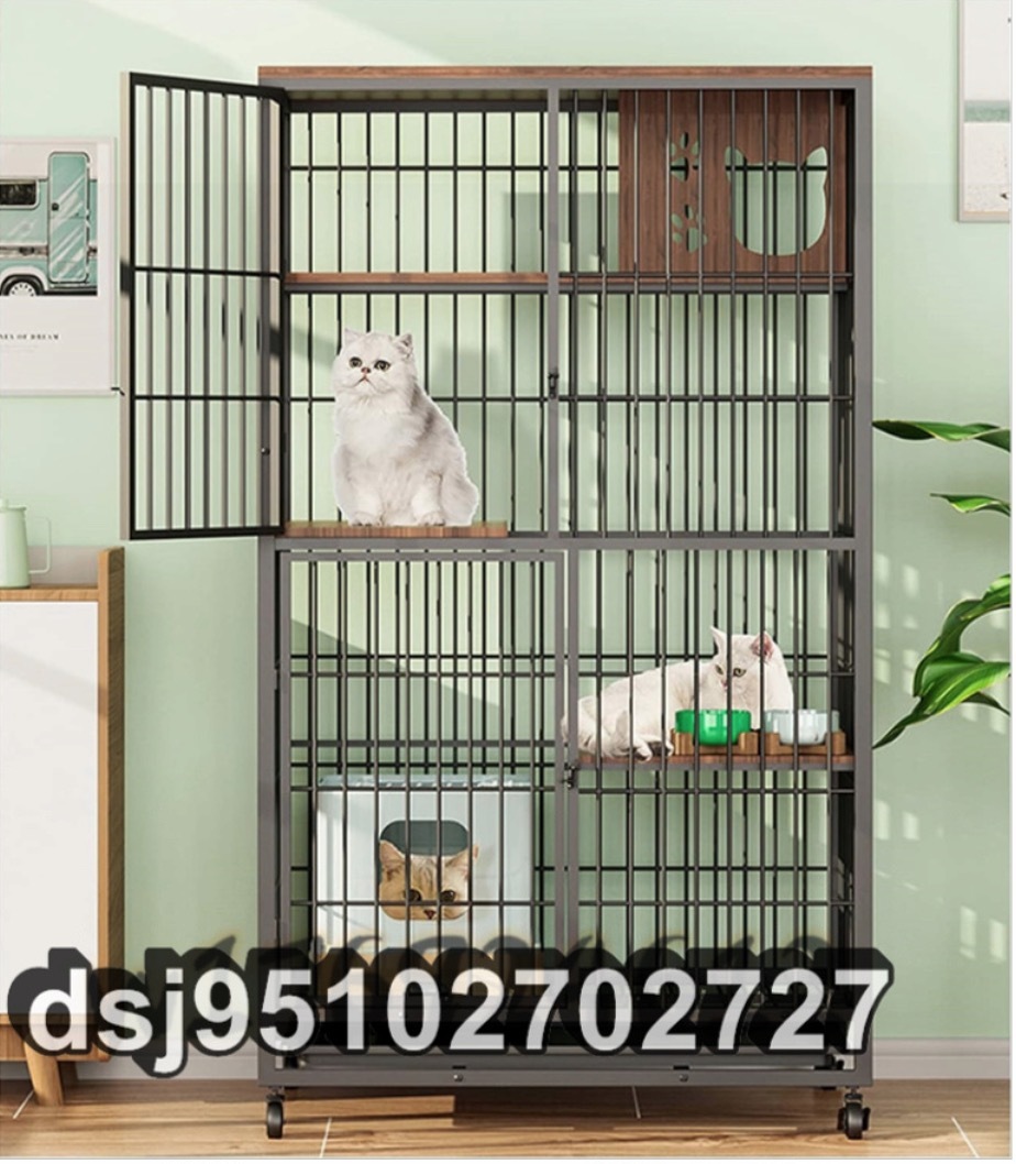 4段天然木猫 ケージ,猫 ケージ ステップ 便器トレイ付きドアロック付き キャスター付 ペット用ケージ 猫 猫 ハウス,77*52*135cm