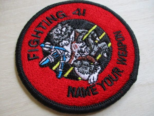 【送料無料】アメリカ海軍FIGHTING 41第41戦闘攻撃飛行隊パッチ刺繍ワッペン/トムキャットVFA-41戦闘機TOMCATブラックエイセス米軍NAVY M34_画像2