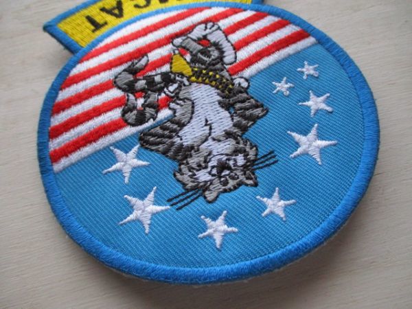 【送料無料】アメリカ海軍トムキャットTOMCATパッチ刺繍ワッペン/F-14戦闘機patchトップガンTOM CAT攻撃戦隊USN米軍NAVY M18の画像3