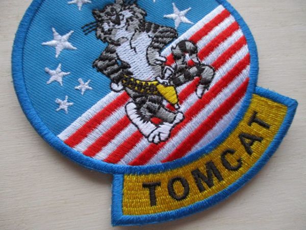 【送料無料】アメリカ海軍トムキャットTOMCATパッチ刺繍ワッペン/F-14戦闘機patchトップガンTOM CAT攻撃戦隊USN米軍NAVY M18の画像2