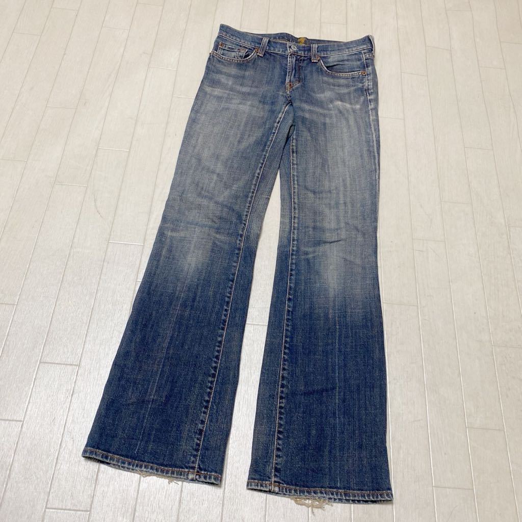 3671☆ 7 for all mankind ボトムス パンツ ジーンズ ジーパン デニム ブーツカット アメリカ製 レディース 27 インディゴ_画像1