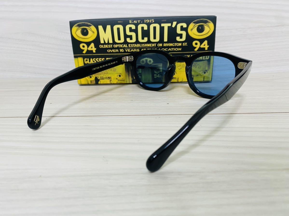 MOSCOT モスコット★レムトッシュ★サングラス★LEMTOSH★伊達眼鏡 黒縁 ブラック 人気カラーレンズ ブルー 未使用 美品_画像5