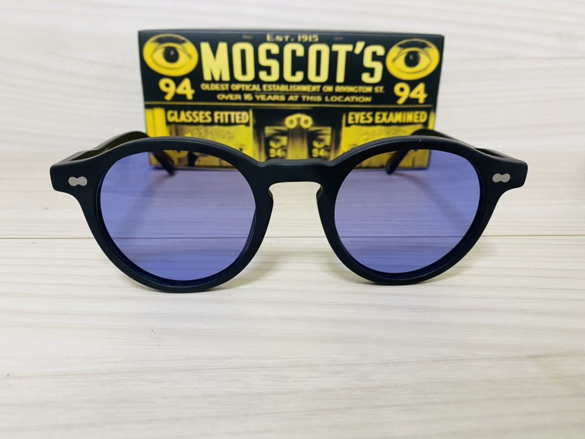 MOSCOT モスコット サングラス ★MILTZEN★伊達眼鏡 ウェリントン 艶消し 黒縁 カラーレンズ 未使用 美品_画像1