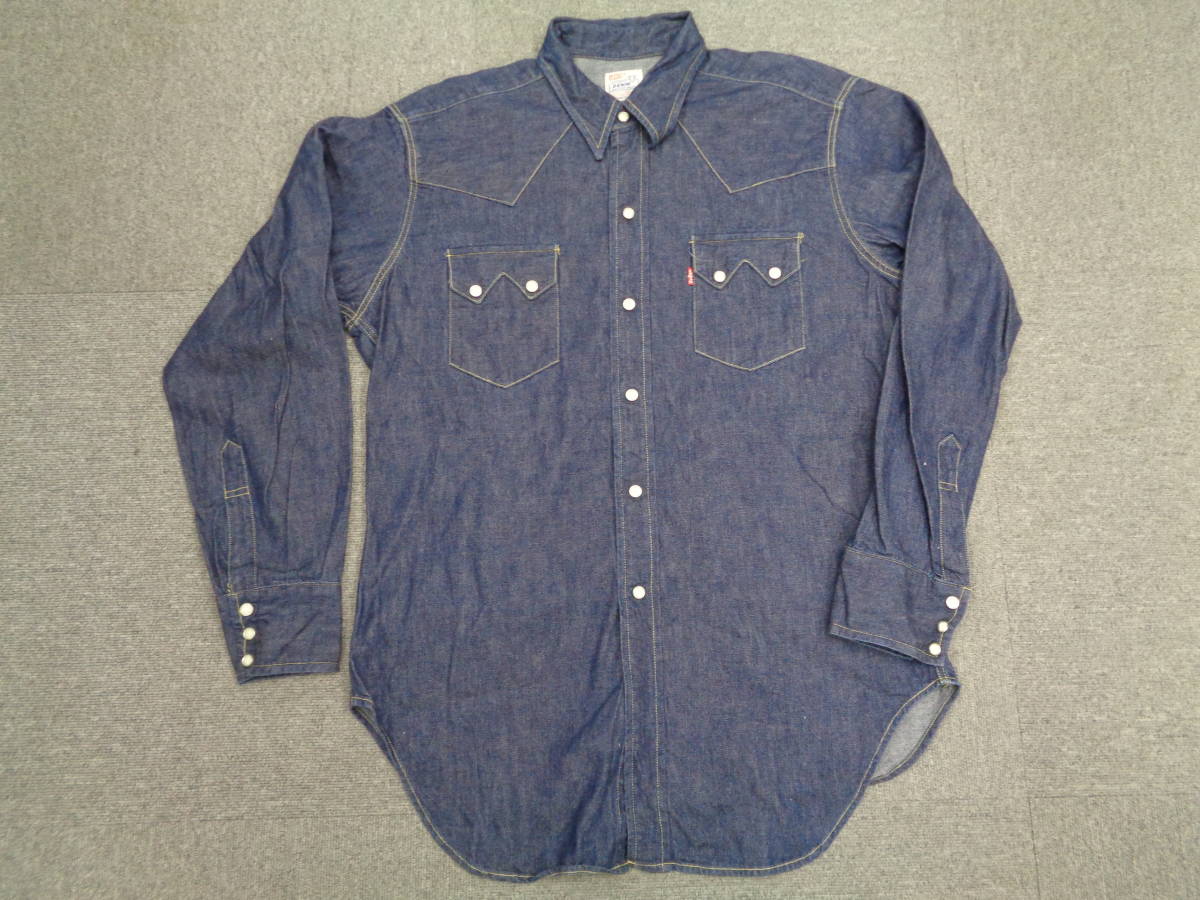 LEVI’S VINTAGE CLOTHING Lot. 7205 1018 MADE IN USA 50s 復刻 リーバイス LVC ショートホーン BIG E デニム ウエスタンシャツ ブルー _画像1