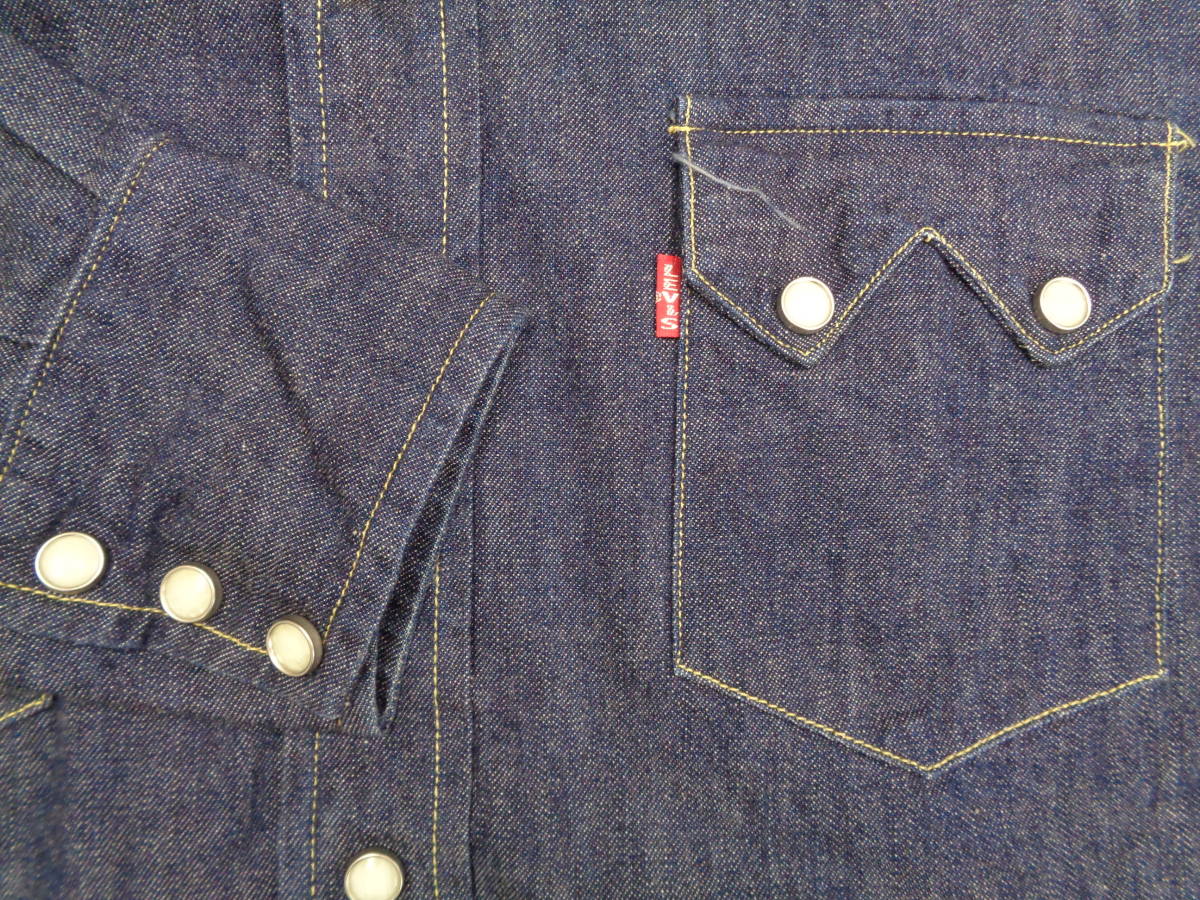 LEVI’S VINTAGE CLOTHING Lot. 7205 1018 MADE IN USA 50s 復刻 リーバイス LVC ショートホーン BIG E デニム ウエスタンシャツ ブルー _画像4