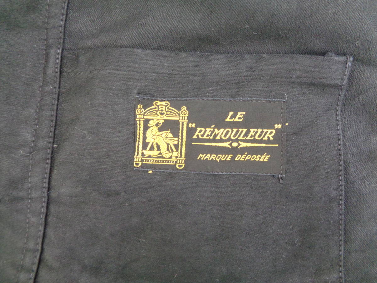 激レア！オリジナル 40〜50年代頃のLE REMOULEUR MARQUE DEPOSEEカバーオール型 モールスキン フレンチワークジャケット BK SIZE　L_画像5