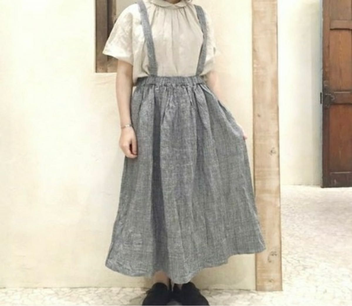 nest robe ネストローブ グレンチェック リネンスカート nest robe ネストローブ グレンチェック リネンスカート