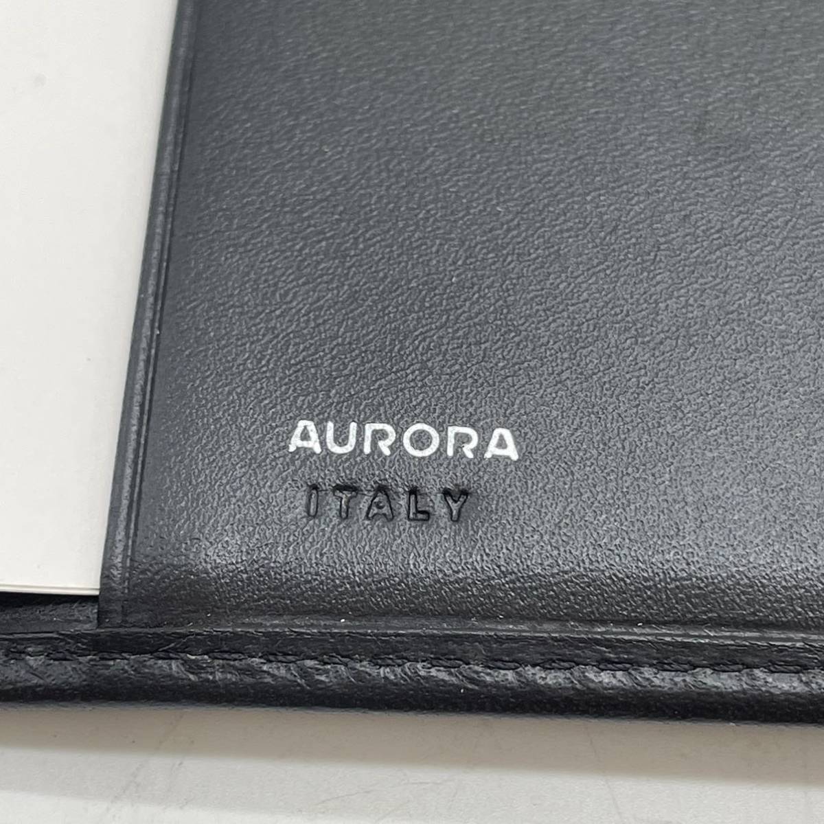 KO902□美品 AURORA ペンケース メモパッド アドレス帳 レザー 本革 ブラック 箱付き_画像7