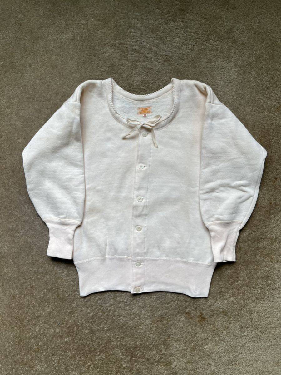 昭和レトロ 子供 キッズ スウェット カーディガン インナー サーマル 防寒 長リブ ヴィンテージ Japan Kids Sweat Inner Thermal Vintage_画像1