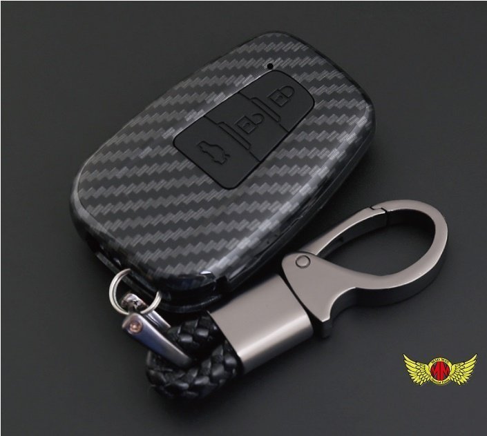  Toyota car carbon style smart key case new model Crown 3 button type TYPE6 key holder attaching black / storage present [ mail service postage 200 jpy ]