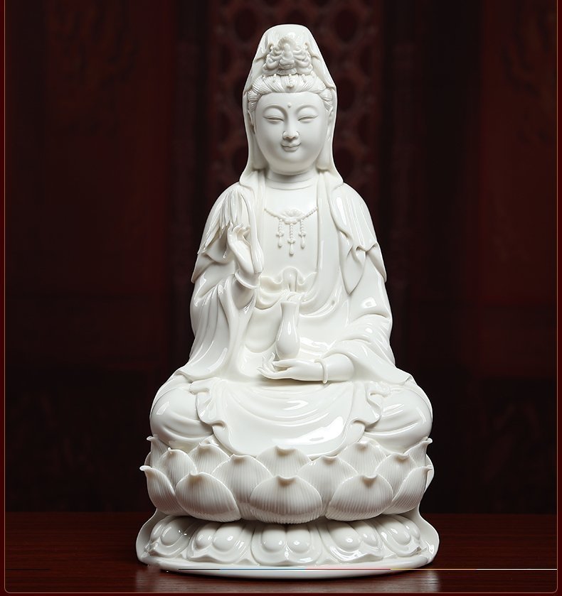 仏教美術　観音　仏像　仏教美品　磁器　白玉　禅の置物　セラミック　インテリア　装飾品　工芸品　0057