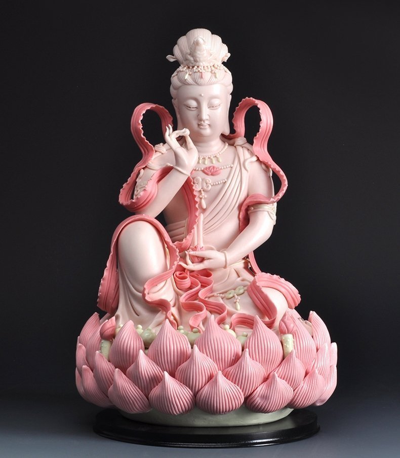 仏教美術　観音　仏像　仏教美品　磁器　禅の置物　色染　セラミック　インテリア　装飾品　工芸品
