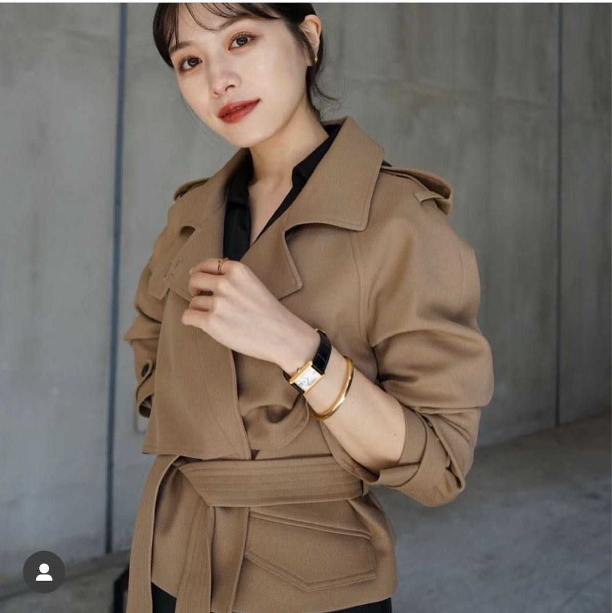 L'or Cropped Trench Jacket キャメル
