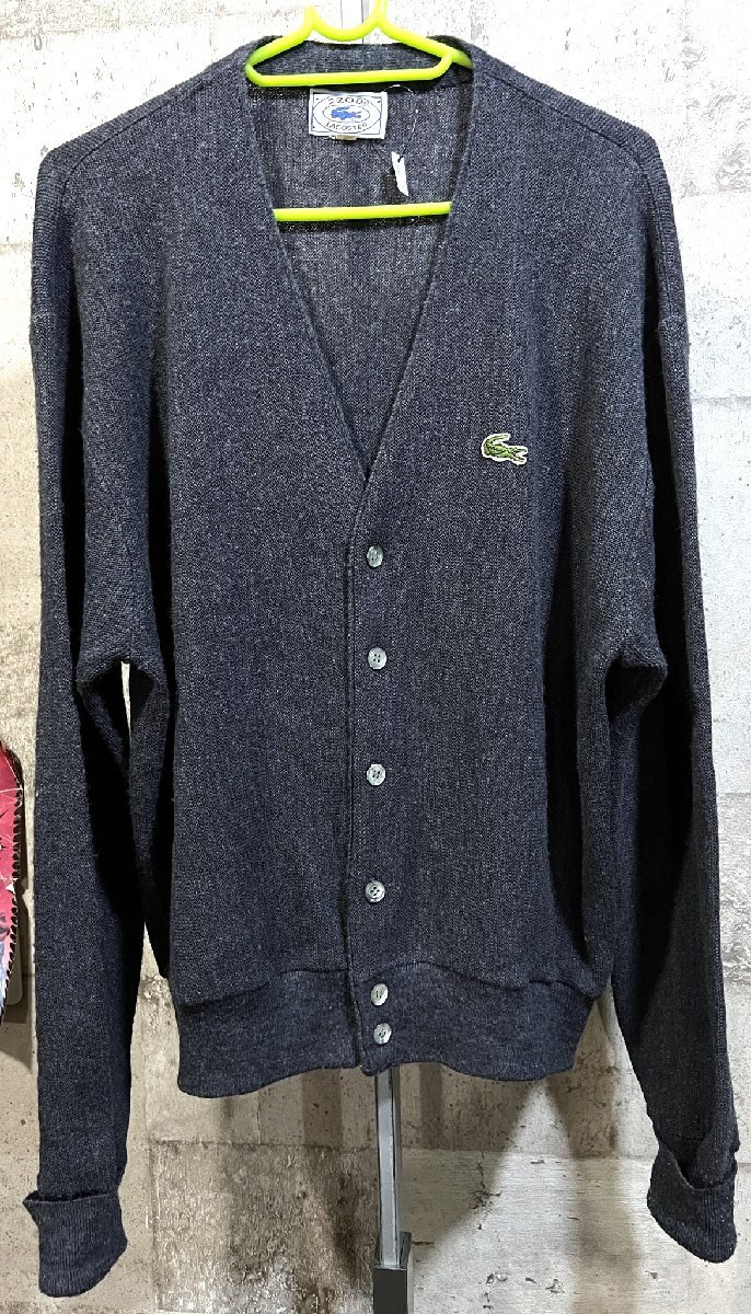 70'S-80'S IZOD LACOSTE 糸巻きタグ 青円タグ アクリル カーディガン L アイゾッド ラコステ ヴィンテージ_画像1