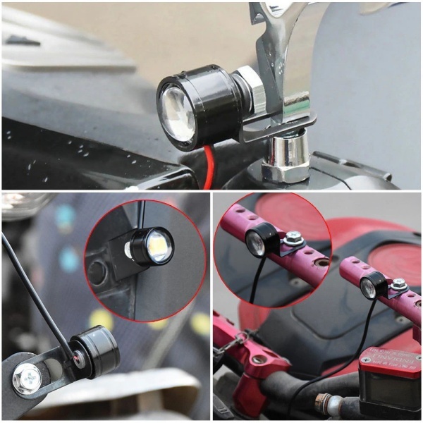12V LED ヘッドライト フォグライト ストロボ 2個セット アイスブルー フラッシュ エンボスアイ スポットライト バイク オートバイ 汎用_画像3