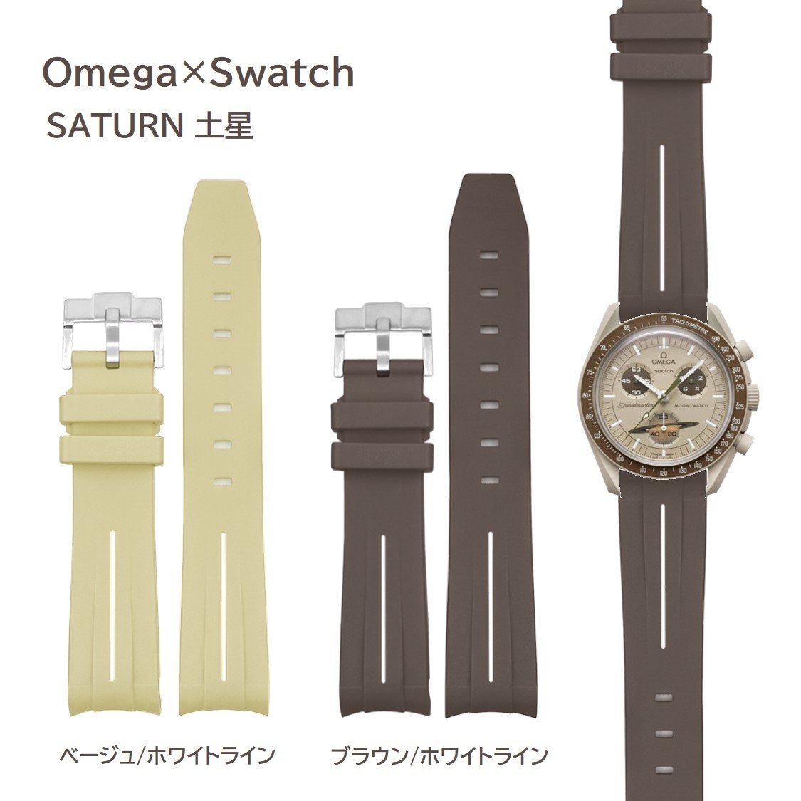 Omega×Swatch ライン入りラバーベルト ラグ20mm SATURN用カラー|Yahoo