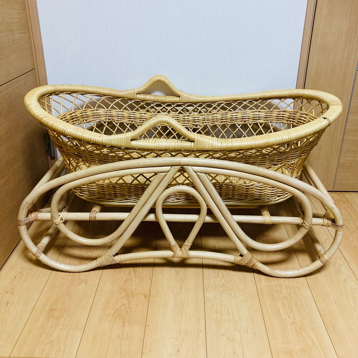 藤 ラタン ベビーベッド ゆりかご クーファン 3way-