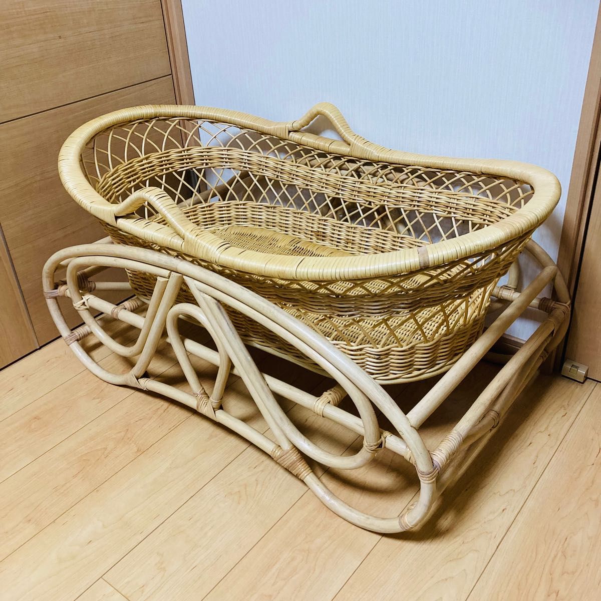藤 ラタン ベビーベッド ゆりかご クーファン 3way-