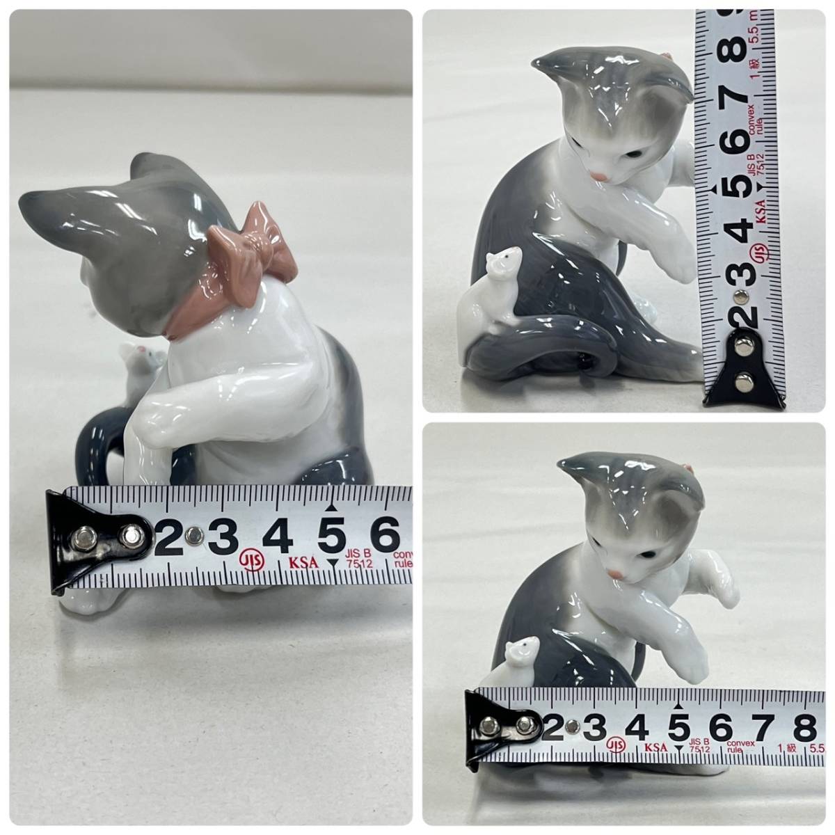 E1611(112)-643/ST3000　リヤドロ　LLADRO　置物　インテリア　ねこ　猫　ねずみ　ネズミ　陶器_画像9