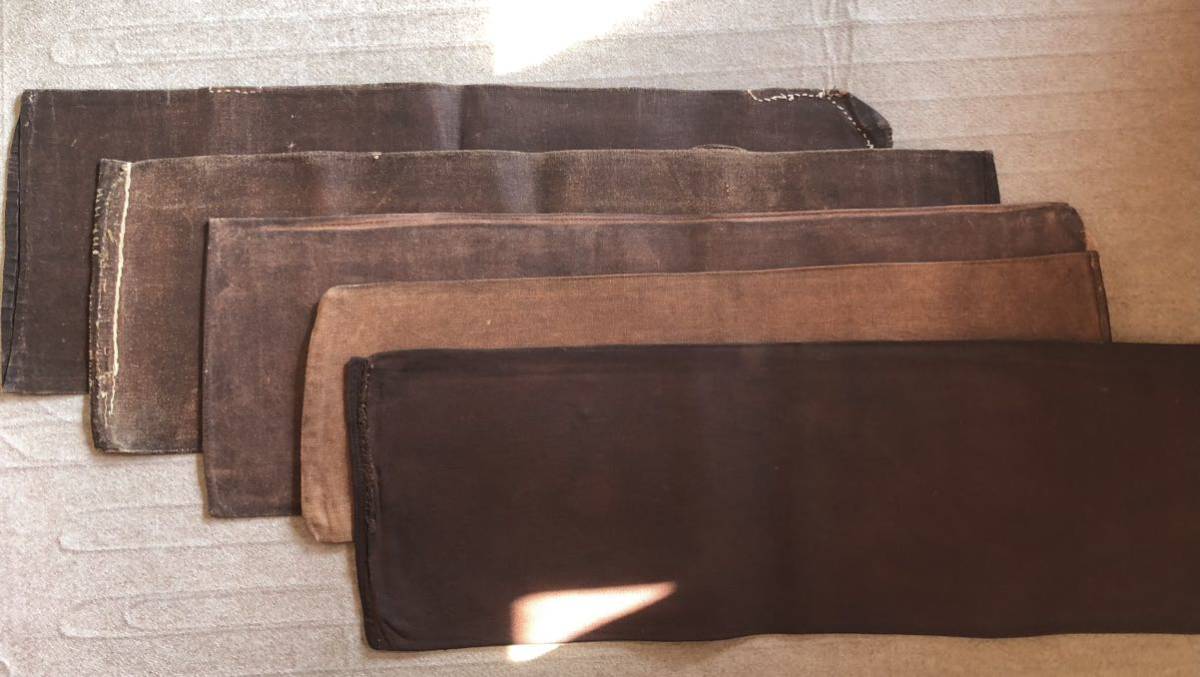 送料無料/新品】 【即決】 古い酒袋 柿渋 5枚 ② リメイク素材 - www