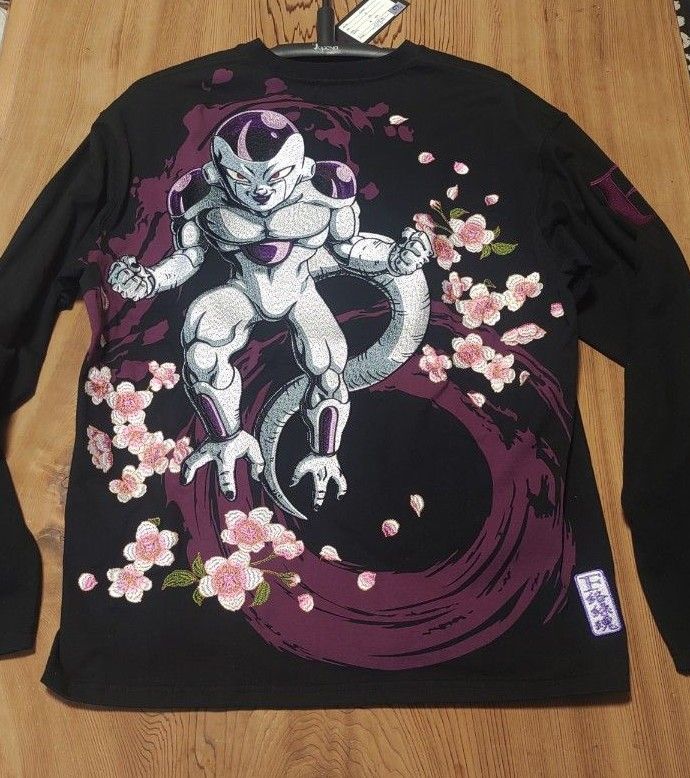 絡繰魂×ドラゴンボール フリーザ 刺繍 長袖Tシャツ メンズ 和柄 絡繰魂×ドラゴンボール フリーザ 刺繍 長袖Tシャツ メンズ 和柄