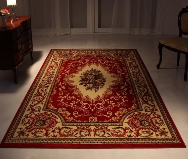 ラグ 160×230cm 色-レッド /エジプト製 ウィルトン織り クラシックデザイン 絨毯 床暖房ホットカーペット対応