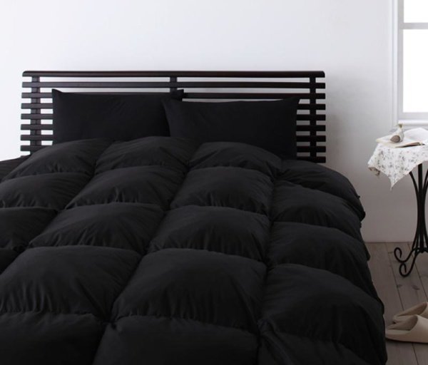 四つ星 羽毛布団セット 洋式10点 キングサイズ 色-ブラック /寝具 組布団 ダウン ベッドタイプ ふとんせっと set 一式