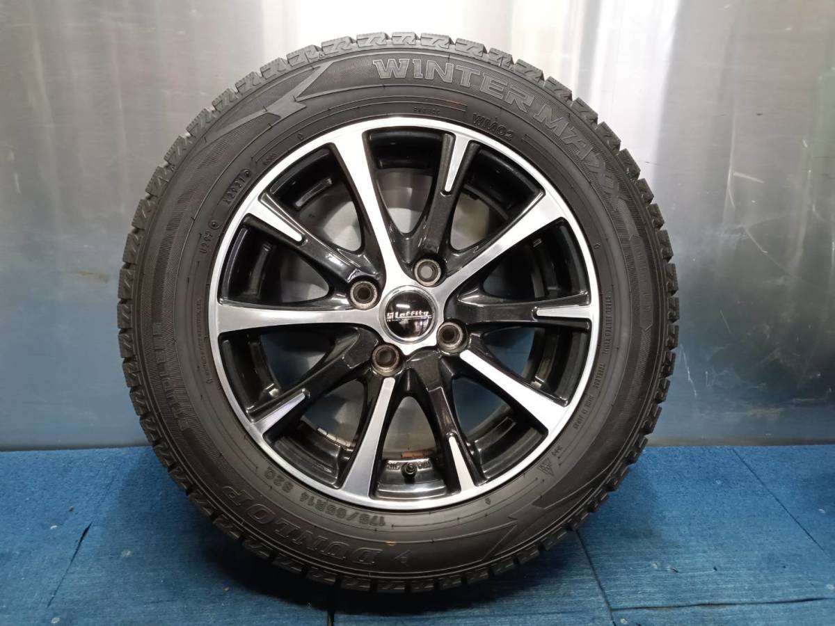 ★8.5-9分山★21年製★ ダンロップWINTER MAXX WM02 175/65R14　社外ホイール 14×5.5J +43 4H-100 4本セット スタッドレス　A759_画像3