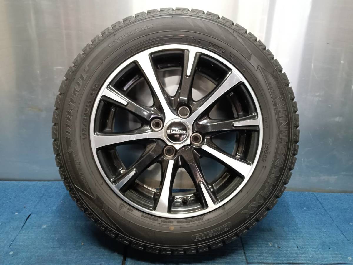 ★8.5-9分山★21年製★ ダンロップWINTER MAXX WM02 175/65R14　社外ホイール 14×5.5J +43 4H-100 4本セット スタッドレス　A759_画像4