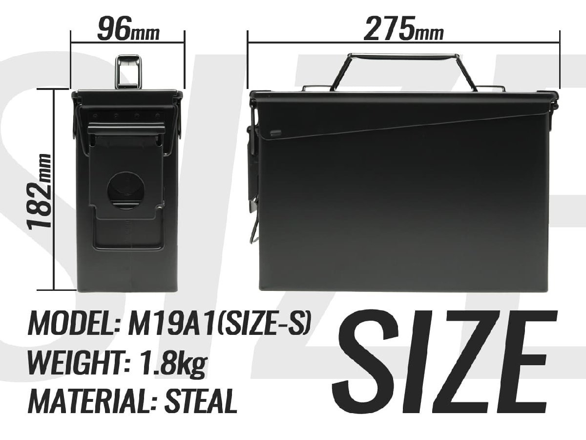 H8012BM19　MILITARY-BASE(ミリタリーベース)M19A1タイプ 7.62 アンモボックス ブラック_画像2