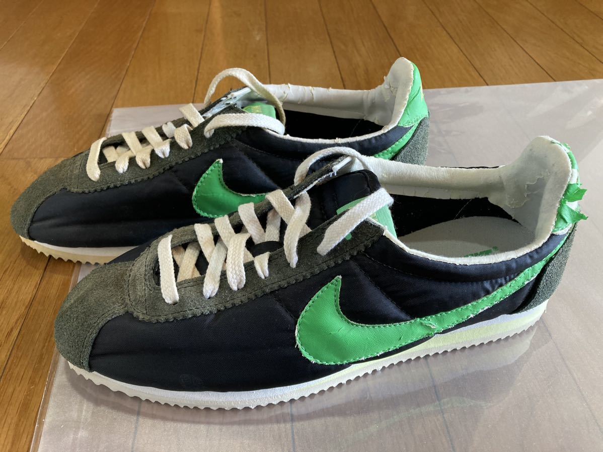 ナイキ ヴィンテージ ナイロンコルテッツ 09 26.5cm ブラック 緑 nike nylon cortez vintage スニーカー 黒  グリーン スエード