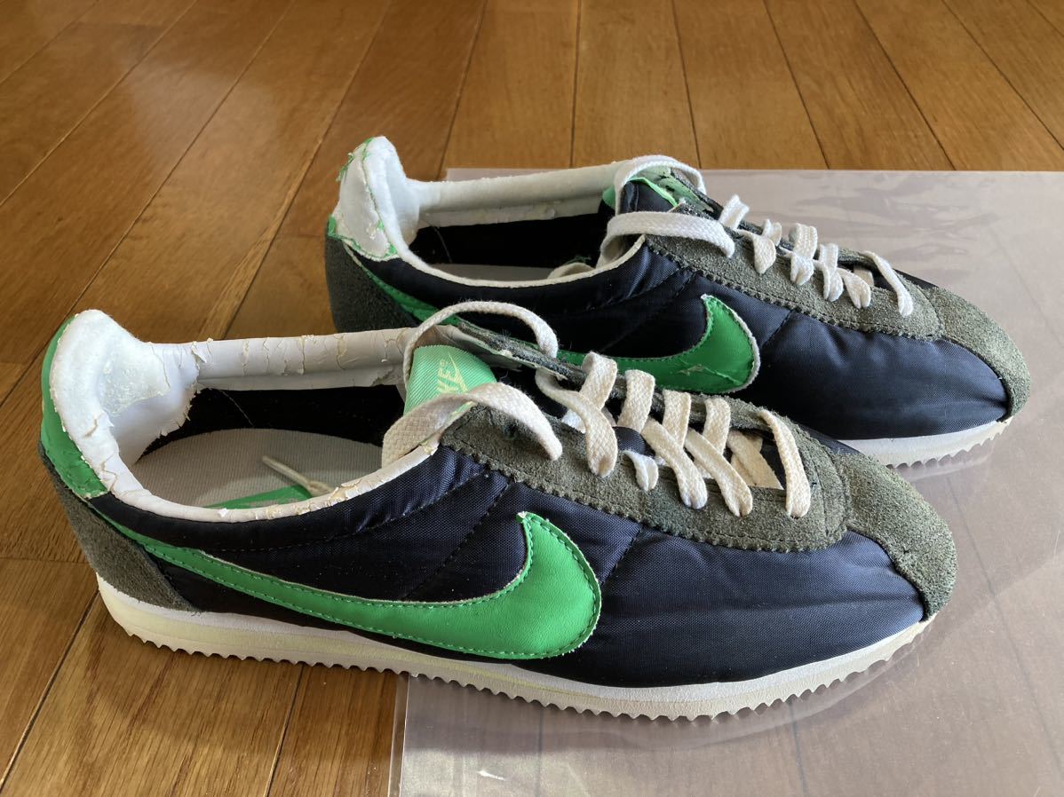 ナイキ ヴィンテージ ナイロンコルテッツ 09 26.5cm ブラック 緑 nike nylon cortez vintage スニーカー 黒  グリーン スエード