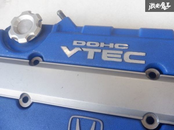 【青結晶塗装】 ホンダ 純正 EG6 シビック B16A ヘッドカバー カムカバー タペットカバー プラグカバー付 EK9 B16B DC2 B18C 棚22-4_画像4