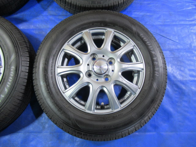 激安即決！weds 13-4B 4H/100 ET45 + GOODYEAR 145/80R13 2022年 中古4本！アルト ライフ ワゴンR タント ムーヴ等！T007547_画像6