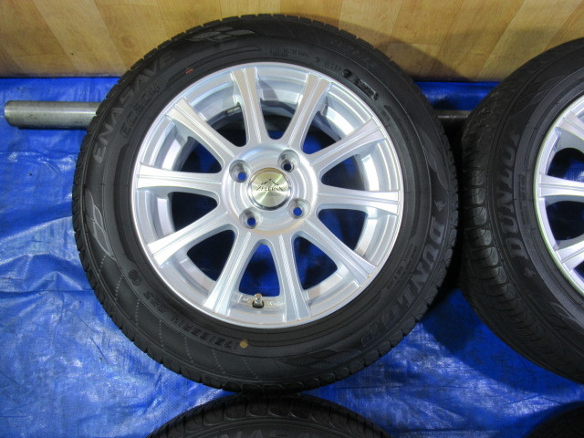 激安即決！美品 ZELERNA 14-5.5J 4H/100 ET42 + DUNLOP 175/65R14 2021年中古4本 ｂB パッソ ヴィッツ フィット キューブ等 T007553_画像3