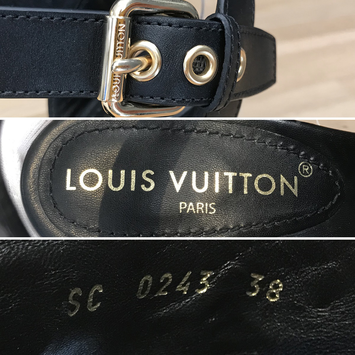 【超美品】ルイヴィトン LV バイ・ザ・プール スターボードラインサンダル ブラック ナチュラル 1ABT1N ウェッジソール 11280_画像9