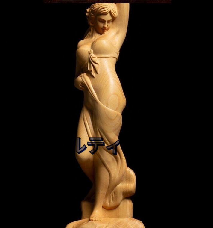 高級木彫りのアイデア実木リビング装飾彫刻セクシー美女の置物_画像3