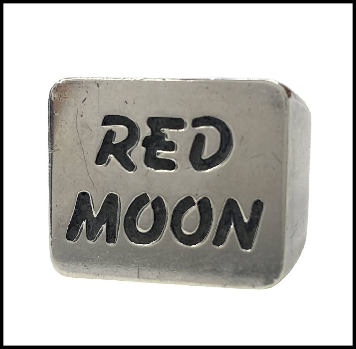 REDMOON RED MOON レッドムーン K18 ロゴ メタル シルバー 925 スタンプワーク 印台 シグネチャー シグネット リング 指輪 18号 バイカー_画像1